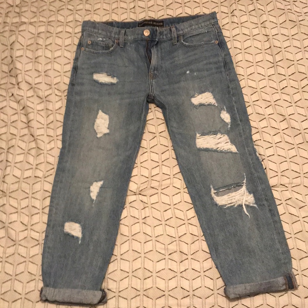 Express Boyfriend Distressed Crop Jeans